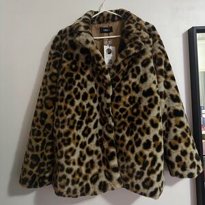 Leopard Print Faux Fur Coat